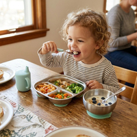 Promotion Assiette pour enfants en acier inoxydable 304 de qualité alimentaire, non toxique, sans BPA, lavable au lave-vaisselle, base antidérapante, assiette à ventouse pour bébé