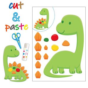 Kit d'art pour enfants, dinosaures, dessins animés amusants, éducatif pour la maternelle, jouets faits à la main, bricolage, livre de découpe et de collage en papier pour enfants - Product Image 2