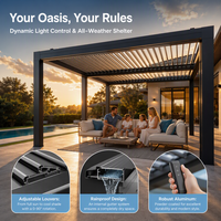 Pergola bioclimatique motorisée de luxe en aluminium, robuste, avec toit rigide à lames orientables, imperméable, certifiée CE, pour patio et jardin