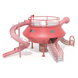 Parque Infantil Personalizado con Temática Espacial, Juego Infantil con Tobogán de OVNI Rosa y Escalada para Campamentos o Parques al Aire Libre Sin Motor - Product Image 1