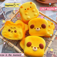 Jouet Squishy Chien Toast à Rebond Lent en PU, Simulation Alimentaire, Anti-stress pour Décoration de Bureau et Cadeaux de Fête