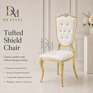 Gold Royal Tufted High Back Stainless Steel Event <b>Chair</b> with White Cushion for Wedding and Hotel Banquets Wholesale Seating - Product Image 2