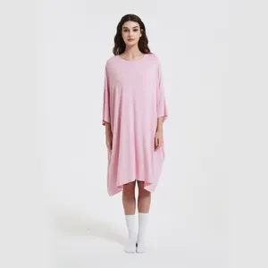 Oversized Large Long Bamboo Sleep Tee for Summer Sleepwear Nightgown Nightwear Factory Night Dress Plus Size Women