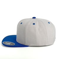 Casquette de baseball structurée à 6 panneaux en mélange de laine, visière plate, snapback, broderie personnalisée, visière contrastante, œillets, vente en gros, Gorras