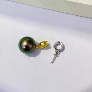 WENCHI DIY Accesorios de Perlas 10229 Soporte de Plata S925 para Colgante Redondo de 10-13mm, Vacío, para Mujer, Artículo de Oro y Plata - Product Image 3