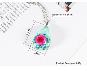 Bentuk Tetesan Kalung Perhiasan Baja Tahan Karat Mode Kalung Bunga Asli Hadiah Wanita Resin - Product Image 6