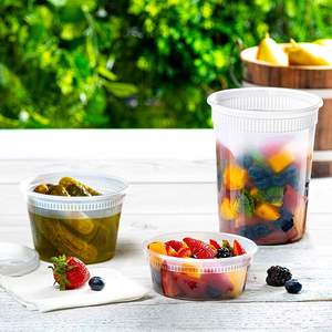Deli Cup Box Pp Plastic Takeaway Food Storage <b>Microwaveable</b> Round Container With <b>Lid</b> 8 16 32 Oz - Product Image 2