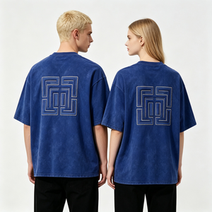 Camiseta Oversize de Algodón 100% con Logo Bordado Personalizado para Hombre, Estilo Streetwear, Hombro Caído, Lavado Ácido, Peso Pesado - Product Image 3