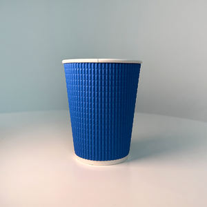 Vasos de Papel Desechables para Café, <span class=keywords><strong>Precio</strong></span> Económico de Fábrica, 12 y 16 Onzas, Vasos de Papel Corrugado <span class=keywords><strong>Azul</strong></span> con Tapa - Product Image 4