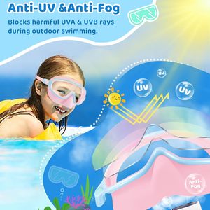 <span class=keywords><strong>Gafas</strong></span> de natación para niños con <span class=keywords><strong>cubierta</strong></span> para la nariz, vista amplia, antivaho, protección UV, para niños y niñas de 3 a 14 años - Product Image 6