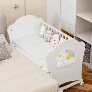 Cao-Chất Lượng Bằng Gỗ Bé Giường Cũi 3in 1 Đa Chức Năng Có Thể Điều Chỉnh Chiều Cao Giường Cũi Giường Với Sang Trọng Bộ Đồ Giường Cho Trẻ sơ sinh - Product Image 3