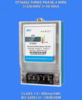 Medidor de Energía Electrónico Trifásico de Pared Personalizable con Pantalla LCD, Corriente Máxima de 100A, Comunicación MODBUS-RTU, Clase 1.0