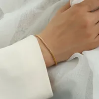 Bracelet chaîne popcorn superposé minimaliste brillant eManco en acier inoxydable couleur or pour femme, look élégant au quotidien, vacances à la plage