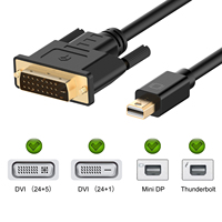 Câble Mini DP vers DVI, compatible avec le port Thunderbolt, plaqué or