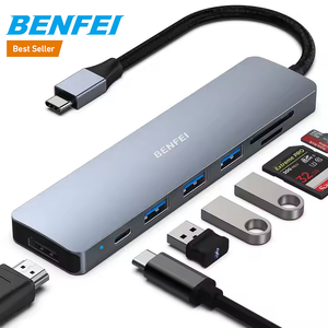 Benfei USB C HUB 7in1 Multiport Adapter với USB-C để HDMI 4K @ 60Hz SD/TF Đầu Đọc Thẻ/3 * USB 3.0/100W giao hàng điện - Product Image 1