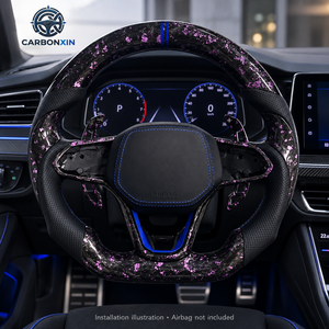 Volant sport en cuir et fibre de carbone avec LED, 3 branches, 40 mm, compatible VW Bora Jetta Golf GTI Mk8/Mk8.5 Audi A3/S3/RS3 8Y Airbag - Product Image 3