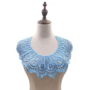 Embroidery hollow milk silk lace round flower applique neck