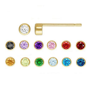 Boucles <span class=keywords><strong>d</strong></span>'oreilles en or 14 carats plaqué or, zircon rond de 2 mm, 3 mm, 4 mm, serti, pour femmes, bijoux, clous <span class=keywords><strong>d</strong></span>'<span class=keywords><strong>oreille</strong></span> - Product Image 1