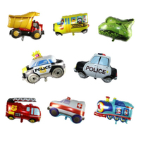 Ballons en aluminium en forme de véhicules : train, ambulance, voiture de police, autobus scolaire, camion de pompiers, char – Jouet pour enfants, cadeau d'anniversaire