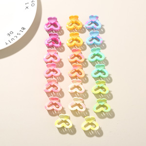 컬러풀 하트 2.5cm 미니 헤어핀 스윗 플라스틱 작은 사이즈 플라워 프랜지파니 헤어 클로 클립 사각 헤어핀 헤어 악세사리 - Product Image 3