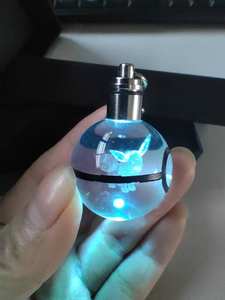 Porte-clés Pokeballs en cristal LED en vrac bon marché Porte-clés Poke Go Light Porte-clés <span class=keywords><strong>Pokeball</strong></span> en verre pour enfants Figurines Poke Jouets - Product Image 4