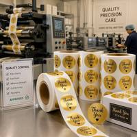 Maßgefertigte Goldfolie Hochwertige Langlebige Öl- und Wasserfeste Selbstklebende Rechteckige Dankeschön-Aufkleber Werbeaktion Supermarkt Gestanzte Etiketten