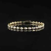 Bracelet en Moissanite VVS taille Poire East West, en Argent Sterling 925 Plaqué Or 18K, Bijoux en Moissanite pour Femme et Homme