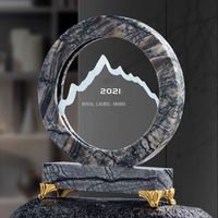 New Marble Creative Company Réunion annuelle Souvenir Médaille en bois massif Prix Trophée en cristal imprimé couleur
