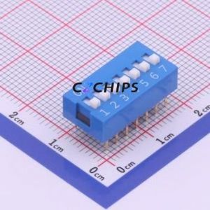 DS-07BLP DIP Switch Through hole Component (THT) Switch Flat Toggle, Raised Type Single Pole Single Throw 7 PC Pin - Product Image 1