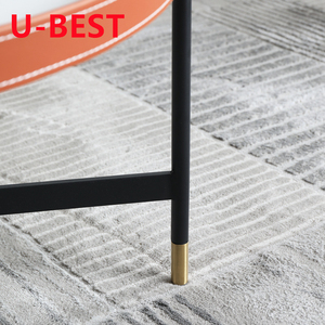 Table Basse U-BEST Nordic Light Luxury en Cuir et Marbre, Style Italien Créatif, Petite Table d'Appoint Rétro avec Surface en Marbre et Piétement Doré - Product Image 3