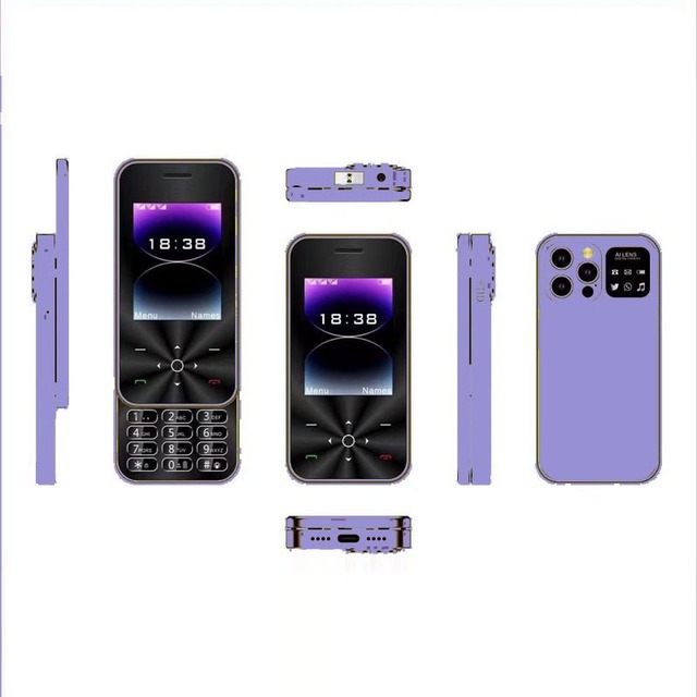 I18 Pro Small Flip Phone 2G GSM Network Dual SIM Standby Call Recording Speed Dial FM Radio Foldable Mobile Phone Type C Device