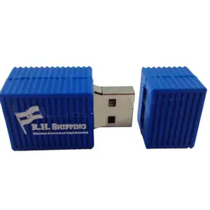 ücretsiz özel logo kauçuk nakliye konteyner usb, konteyner USB flash sürücü