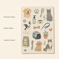 Feuille d'autocollants personnalisée sur le thème des soins pour animaux de compagnie pour boîte de rangement de journal et papeterie DIY