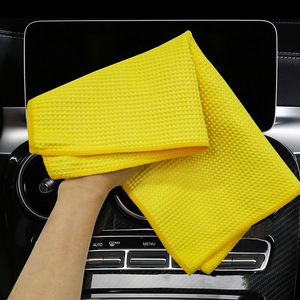 Serviette de lavage de voiture en microfibre pour usage quotidien, 300 GSM, 40x40 cm, tissu de nettoyage gaufré nid d'abeille pour vitres et intérieur de voiture - Product Image 1