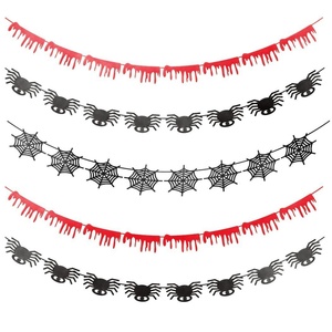 Guirnalda de Araña de Fieltro y Tela No Tejida con Efecto Sangre para Halloween, Decoración de Fiesta de Cumpleaños, Sin Asta de Bandera - Product Image 5