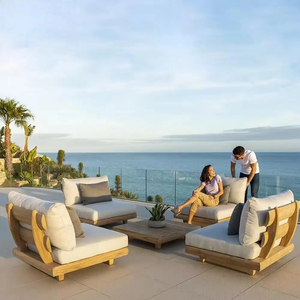 Canapé d'extérieur modulaire de luxe en teck imperméable pour salon, balcon, jardin, terrasse et hôtel - Product Image 6