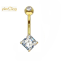 Piercing histoires 14K 18K or massif rond CZ pierres ventre bas anneau nombril cloche bouton anneaux Piercing bijoux