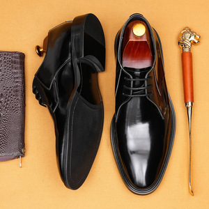 Men's lace-up <b>shoes</b> - genuine leather business formal <b>shoes</b> - British style office wedding <b>shoes</b> - Product Image 3
