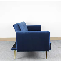 Sofá cama con mechones de 3 plazas de terciopelo azul marino personalizado de fábrica, Camas para sala de estar, futones, sofás convertibles