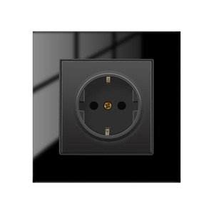 Painel de vidro temperado preto de alta qualidade, padrão da UE, classe 86, tipo alemão, interruptor elétrico de parede - Product Image 2