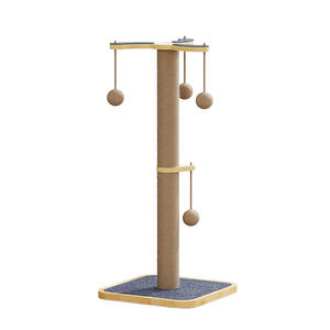 Griffoir pour chat en bois de pin massif avec espace de jeu à 360 degrés, pilier de griffonnage en forme de moulin à vent et conception anti-griffures - Product Image 5