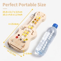 Guitare Électrique en Bois Naturel pour Enfants, Jouet Musical de Simulation avec Effets Lumineux et Sonores, Batterie Rechargeable