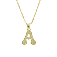 Collar inicial-Colgante de corazón de Zirconia cúbica con 26 letras Choice 18K Chapado en oro Nombre personalizado Regalo de joyería para mujer