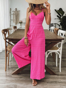 Venta Directa de Fábrica: Vestido Largo Casual de Verano con Cuello en V, Tirantes Finos, Color Sólido, Estilo Espagueti, Largo hasta el Suelo, Encaje Natural, Lavable - Product Image 4