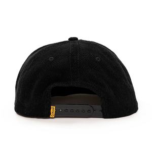 Custom 5 Panel Embroidery logo Unstructured Snapback Hats Black Corduroy Caps - Product Image 4