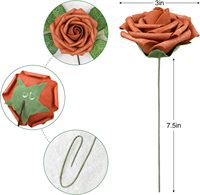 Bunga Artifisial Grosir 25/50pcs Warna Oranye Terbakar Dengan Batang untuk Buket Pernikahan, Dekorasi Meja, Rangkaian Bunga, Pesta Hari Valentine