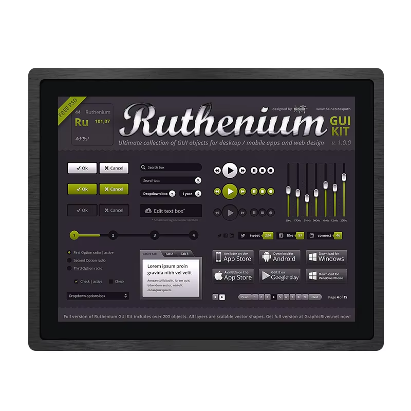 15 Inch HD VGA Waterproof Pure Flat Touch Screen Panel Embedded Industrial Grade LCD Monitor Industrial Computer Accessory