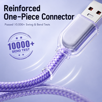 Câble de charge USB-C tressé en nylon de 1,2 mètre avec connecteur cristallin, charge rapide 5A, USB-A vers USB-C, commande en gros, approvisionnement direct usine