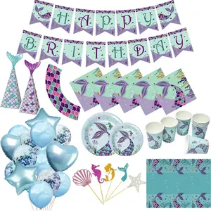 Детские праздничные украшения для вечеринки в стиле русалки, коробка конфет с хвостом русалки, украшения для дня рождения