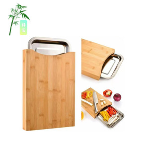 <b>Bamboo</b> Cutting Board With Storage Tray Rectangle Kitchen Chopping Block For Food Prep - Product Image 1